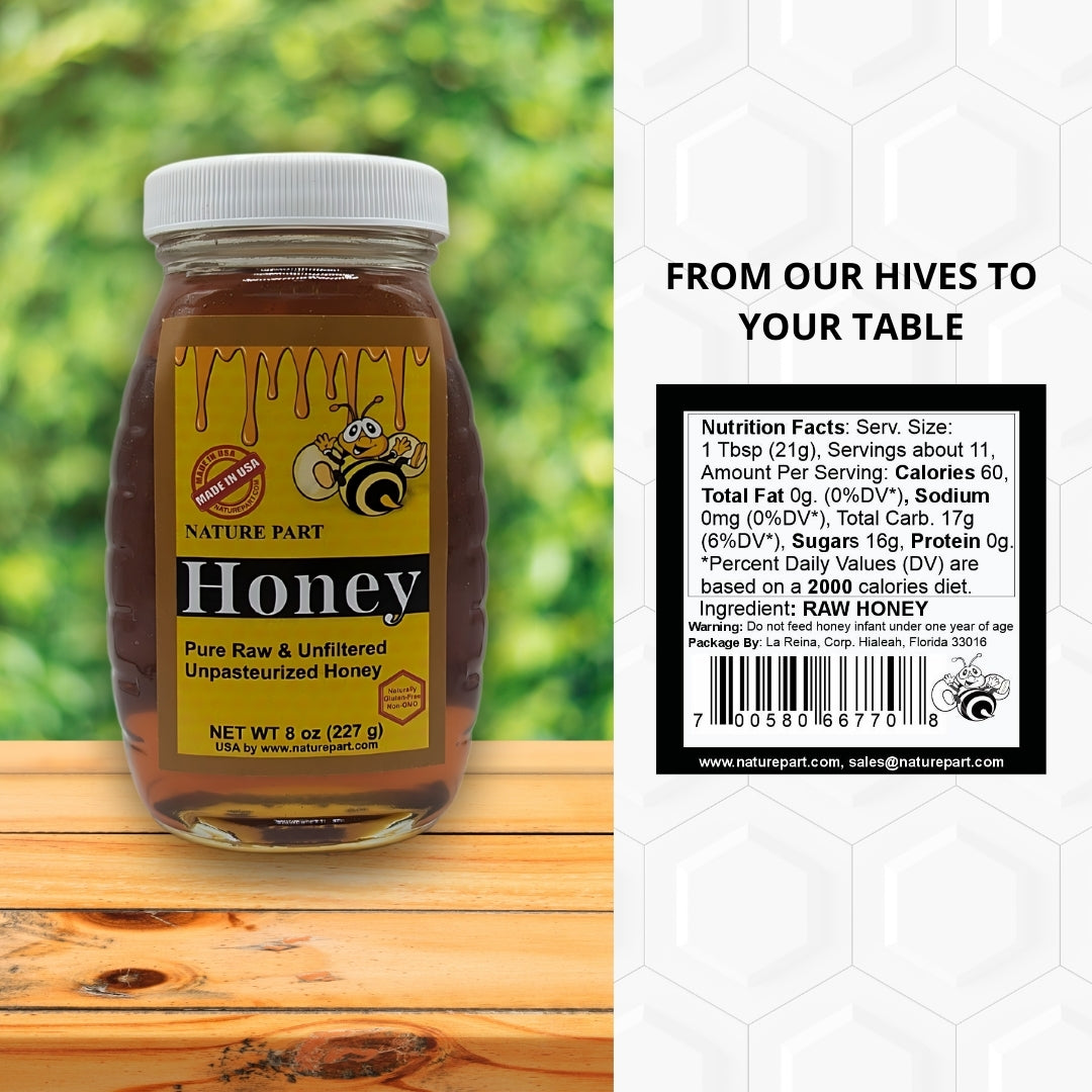 Nature Part Pure, raw and unfiltered honey 8 oz