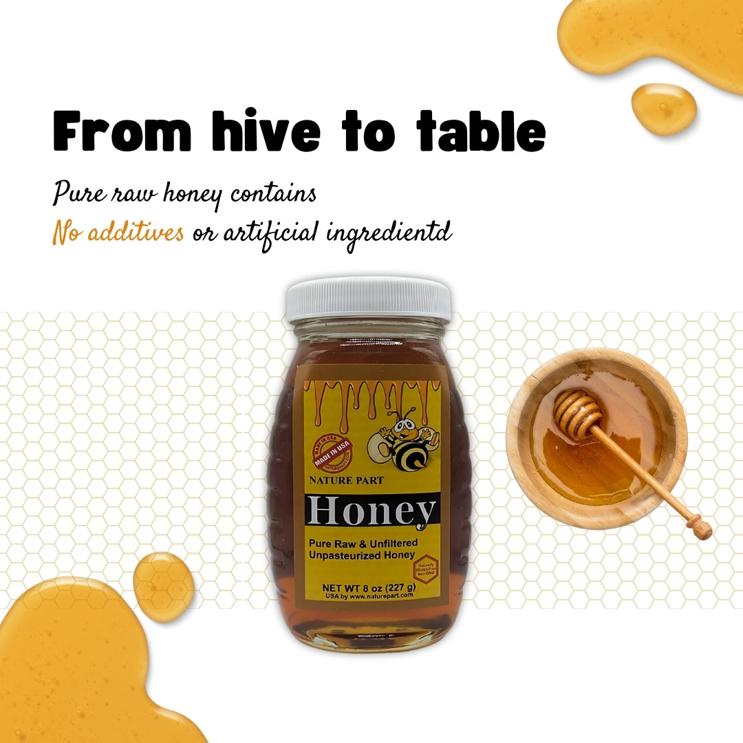 Nature Part Pure, raw and unfiltered honey 8 oz