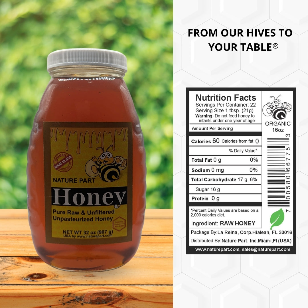 Nature Part Pure, raw and unfiltered honey 32 oz