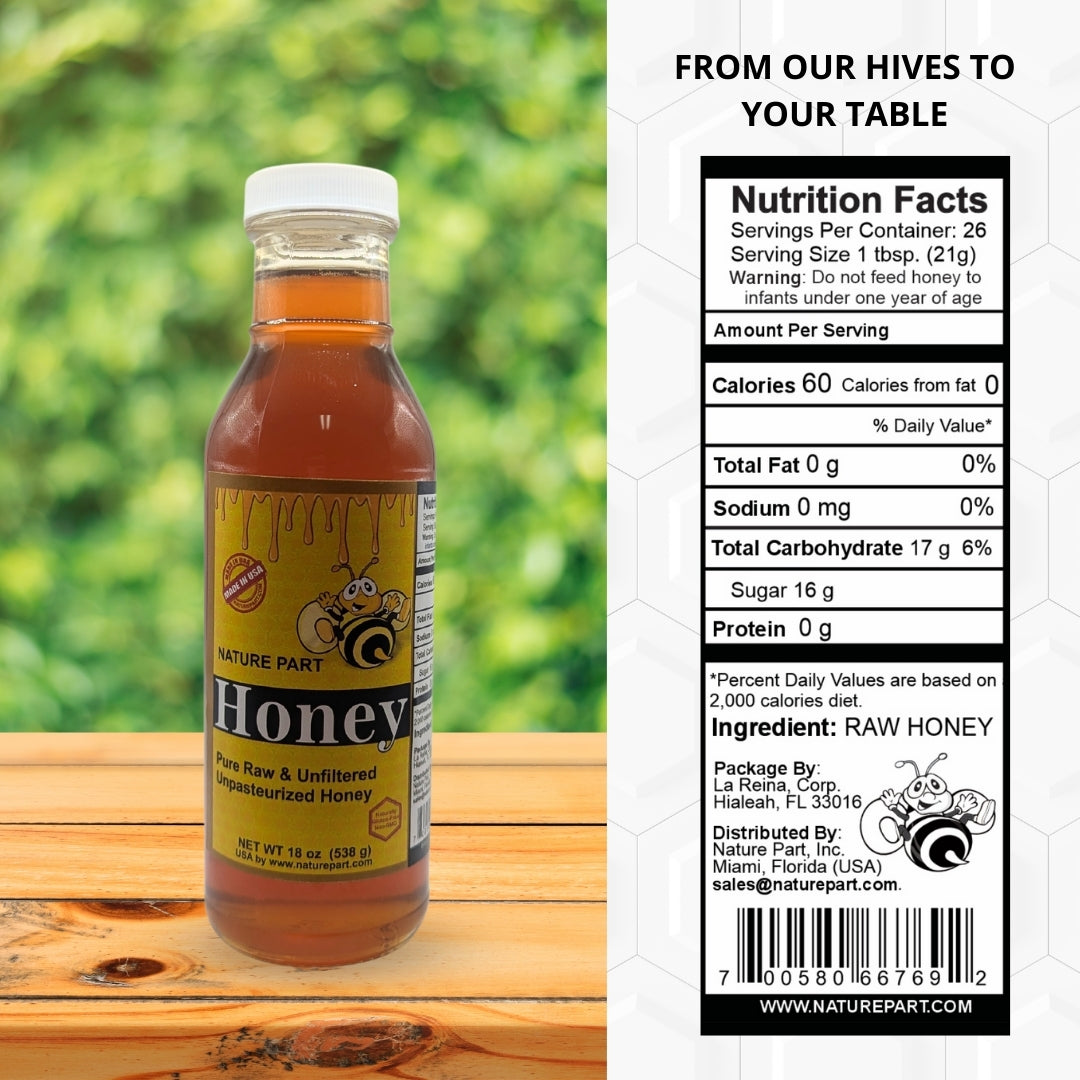 Nature Part Pure, raw and unfiltered honey 18 oz