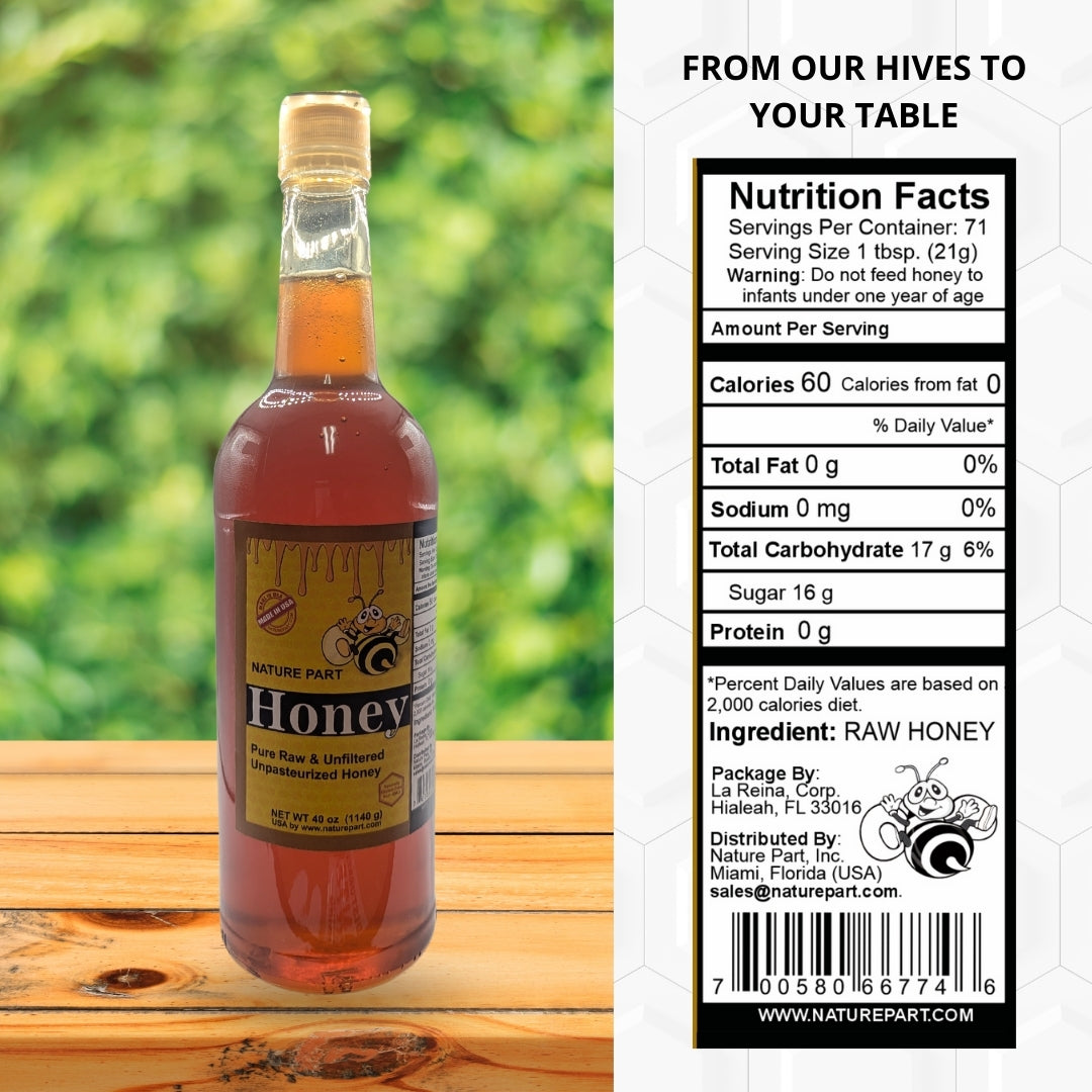 Nature Part Pure, row and unfiltered honey 40 oz