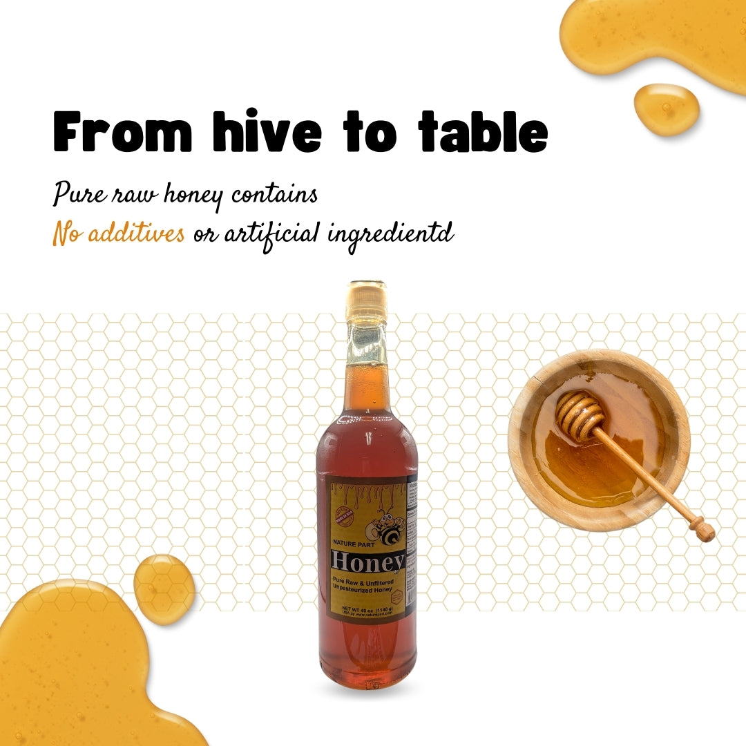 Nature Part Pure, row and unfiltered honey 40 oz