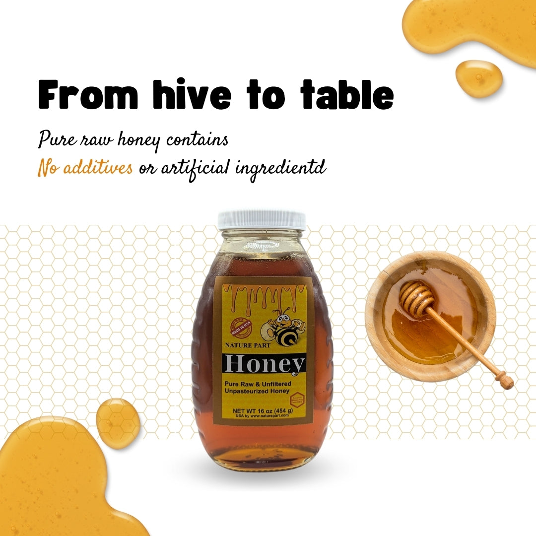 Nature Part Pure, raw and unfiltered honey 16 oz
