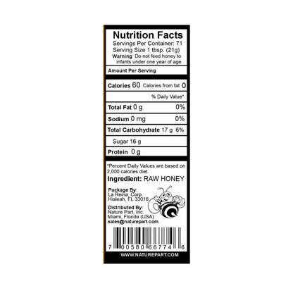 Nature Part Pure, row and unfiltered honey 40 oz